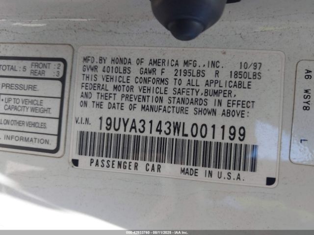 1998 ACURA CL 19UYA3143WL001199 Photo 8