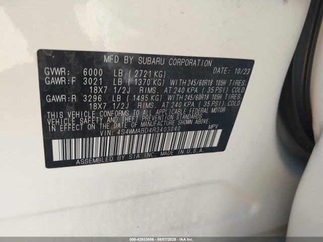 4S4WMABD4R3403040 Subaru 2024