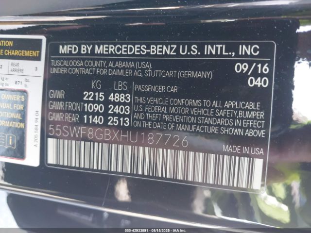 2017 MERCEDES-BENZ AMG C 63 55SWF8GBXHU187726 Photo 8