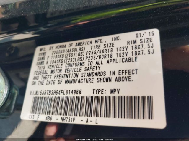 2015 ACURA RDX 5J8TB3H54FL014968 Photo 8