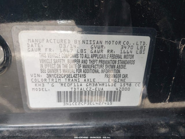Nissan 2014 2014 3N1CE2CP3EL427415 Image 9
