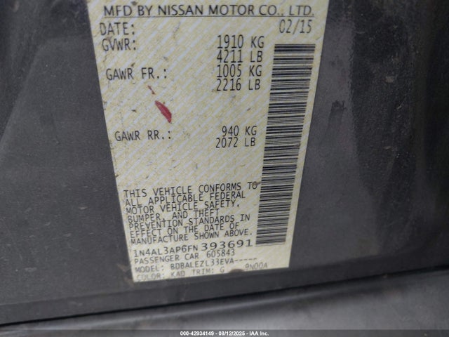 1N4AL3AP6FN393691 Nissan Altima