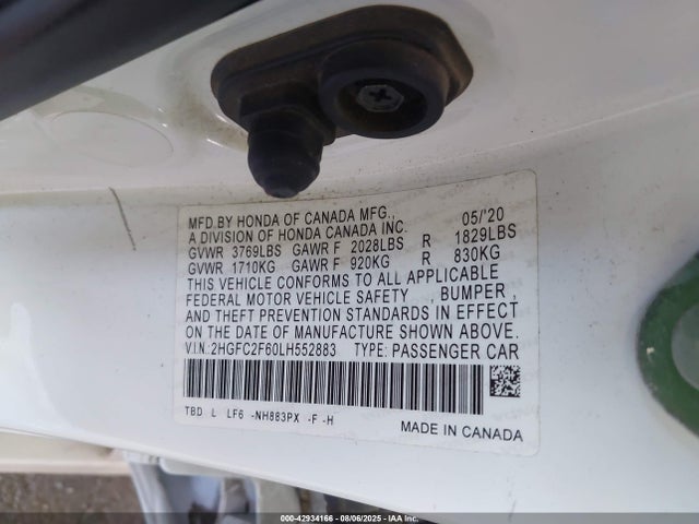 Honda k20c2 2020 2HGFC2F60LH552883 Image 9