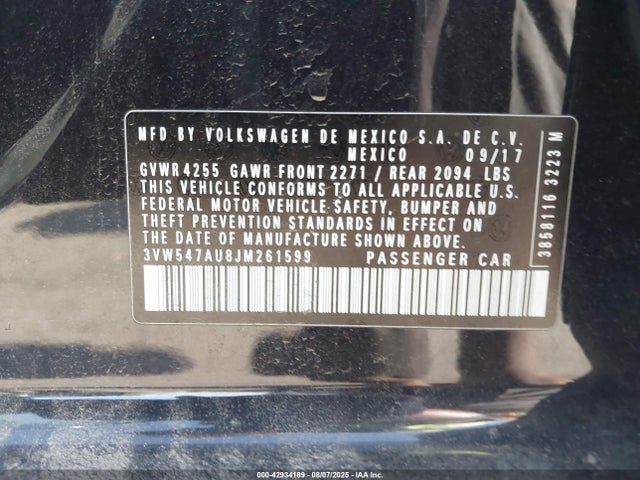 3VW547AU8JM261599 Volkswagen 2018