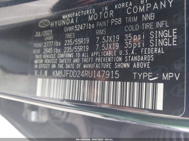 2024 HYUNDAI TUCSON PLUG-IN HYBRID KM8JFDD24RU147915 Photo 8