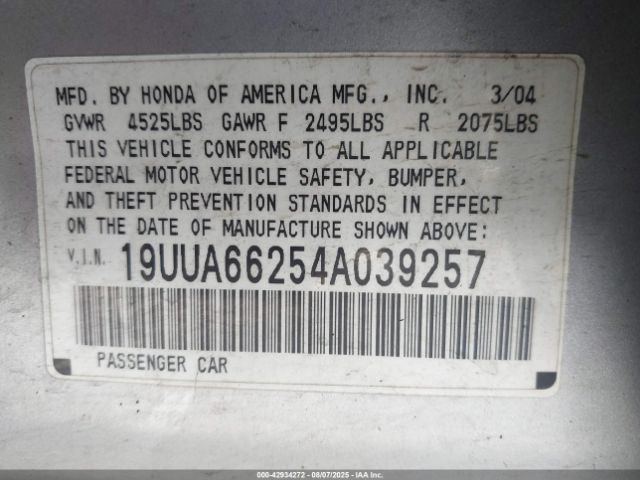 2004 ACURA TL 19UUA66254A039257 Photo 8