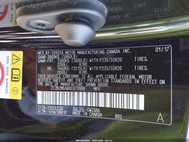 Lexus 2017 2017 2T2BZMCA8HC079988 Image 9