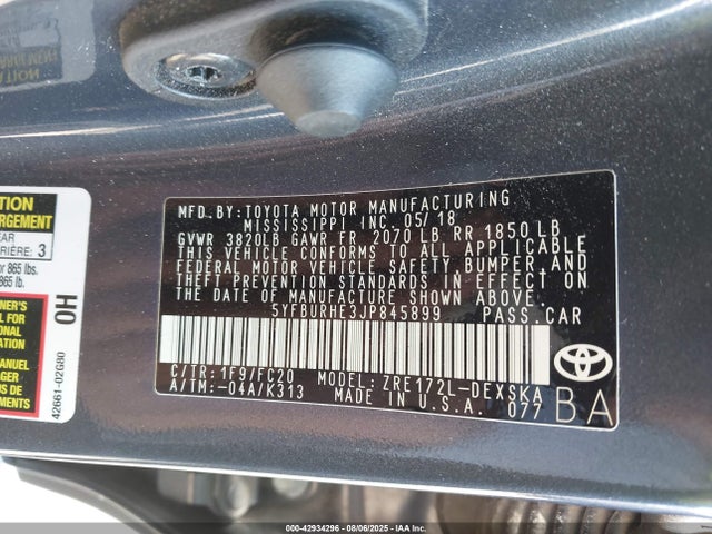 Toyota 2zr-fe 2018 5YFBURHE3JP845899 Image 9