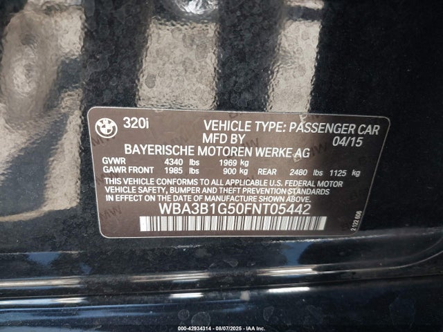 WBA3B1G50FNT05442 BMW 320i