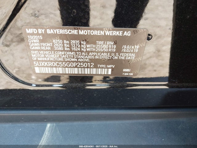 5UXKR0C55G0P25012 BMW X5