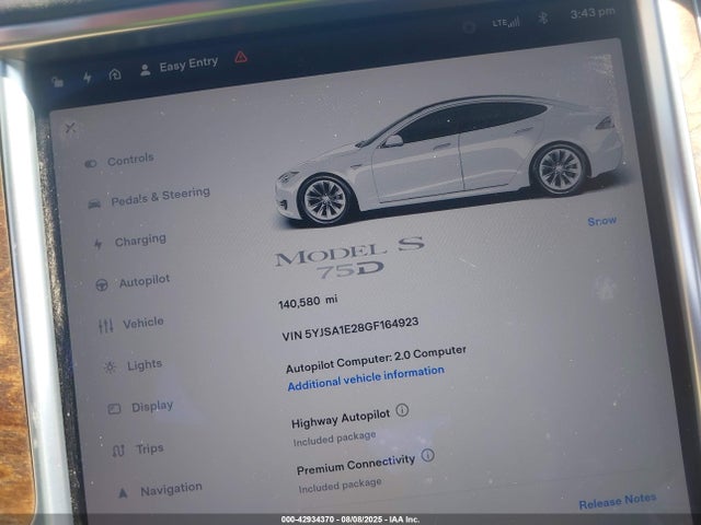 2016 TESLA MODEL S 5YJSA1E28GF164923 Photo 6