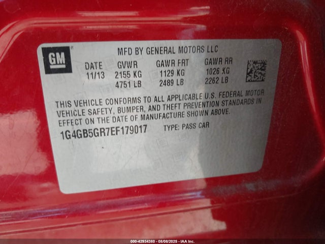 Buick luk - di, alum, bas, ecotec 2014 1G4GB5GR7EF179017 Image 9