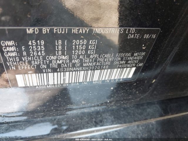 2017 SUBARU LEGACY 4S3BNAN6XH3020148 Photo 8