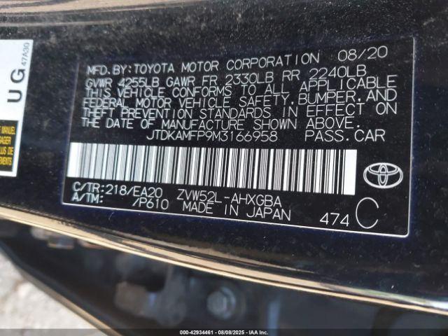 2021 TOYOTA PRIUS PRIME JTDKAMFP9M3166958 Photo 8