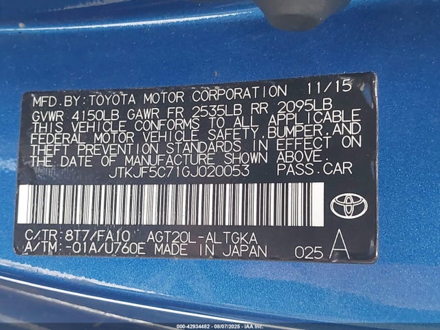 JTKJF5C71GJ020053 Scion 2ar-fe