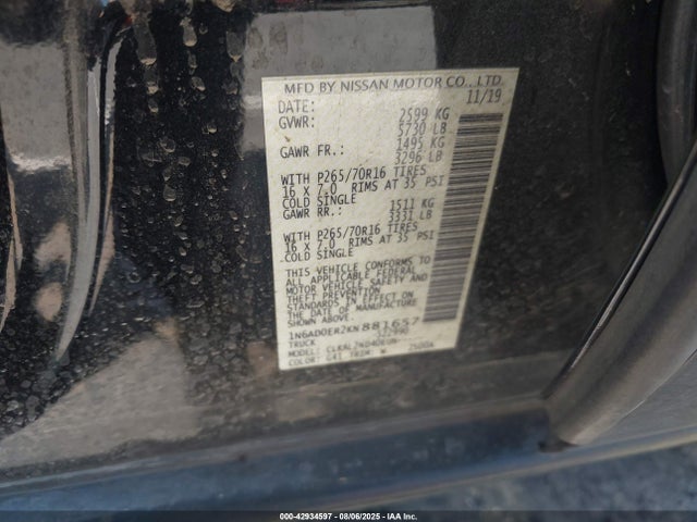 1N6AD0ER2KN881657 Nissan 2019