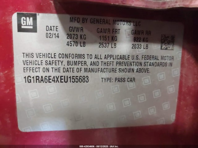 1G1RA6E4XEU155683 Chevrolet luu - ffv, e-flex, fam