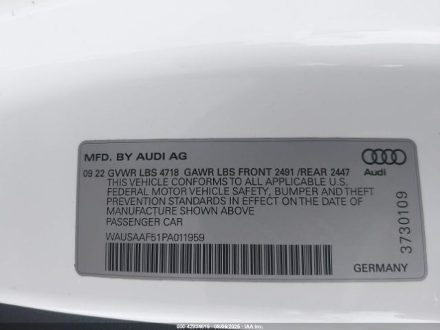 2023 AUDI A5 WAUSAAF51PA011959 Photo 8