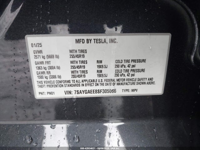 2025 TESLA MODEL Y 7SAYGAEE8SF305066 Photo 8