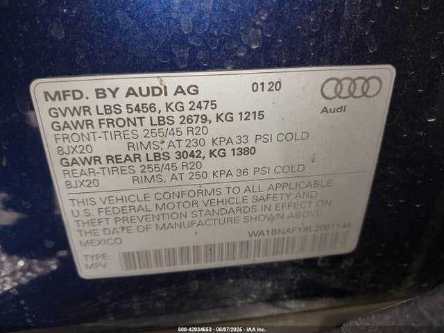 2020 AUDI Q5 WA1BNAFY8L2061144 Photo 8