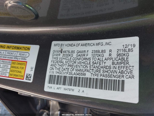1HGCV1F35LA045599 Honda l15be