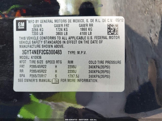 2012 CADILLAC ESCALADE EXT 3GYT4NEF2CG300483 Photo 8