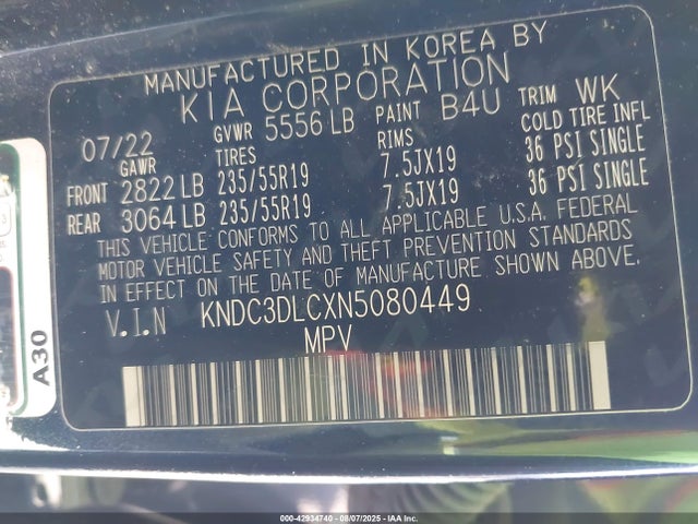 KIA 2022 2022 KNDC3DLCXN5080449 Image 9