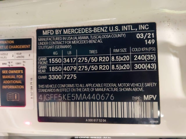 Mercedes-Benz m256 2021 4JGFF5KE5MA440676 Image 9