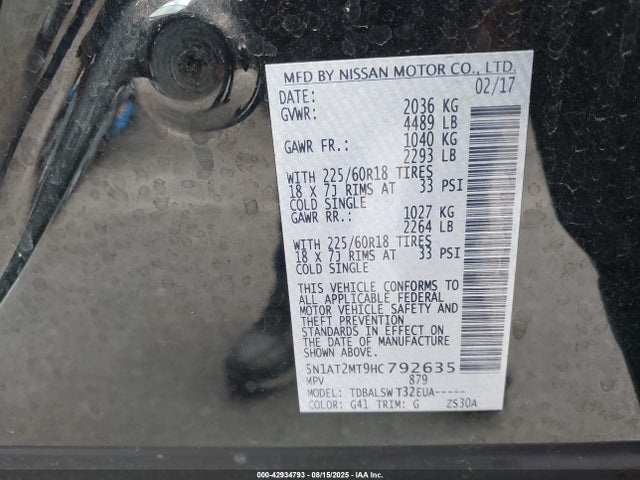 Nissan 2017 2017 5N1AT2MT9HC792635 Image 9