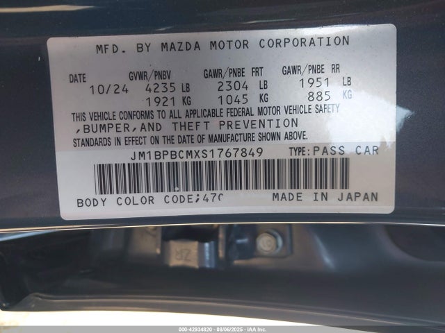 JM1BPBCMXS1767849 Mazda py cylinder deactivation