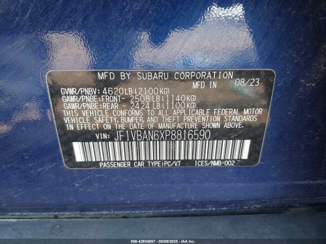 JF1VBAN6XP8816590 Subaru dib