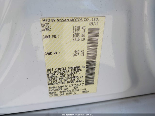 Nissan 2015 2015 1N4AL3AP4FC177477 Image 9