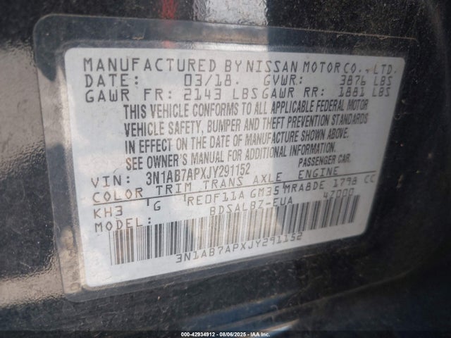 3N1AB7APXJY291152 Nissan 2018