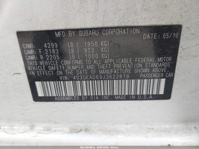 4S3GKAD69J3622819 Subaru 2018