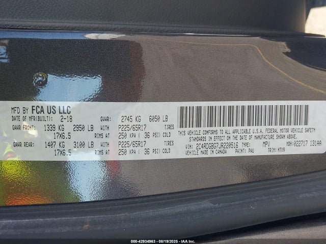 Dodge Grand Caravan 2018 2C4RDGBG7JR220516 Image 9
