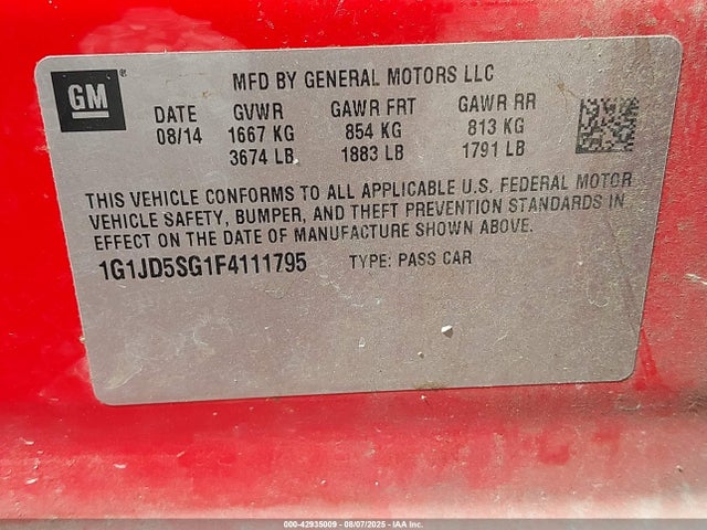Chevrolet lwe 2015 1G1JD5SG1F4111795 Image 9