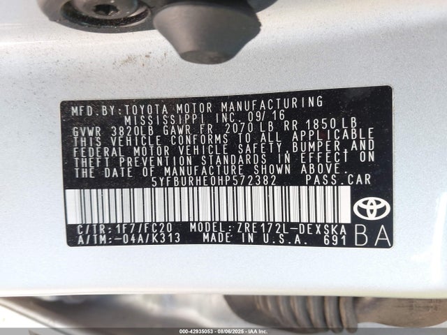 Toyota 2zr-fe 2017 5YFBURHE0HP572382 Image 9