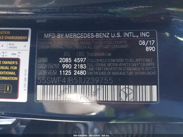 55SWF4JB5JU239755 Mercedes-Benz m274