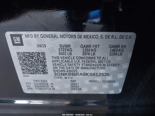 3GNKBBRA0KS612535 Chevrolet lcv