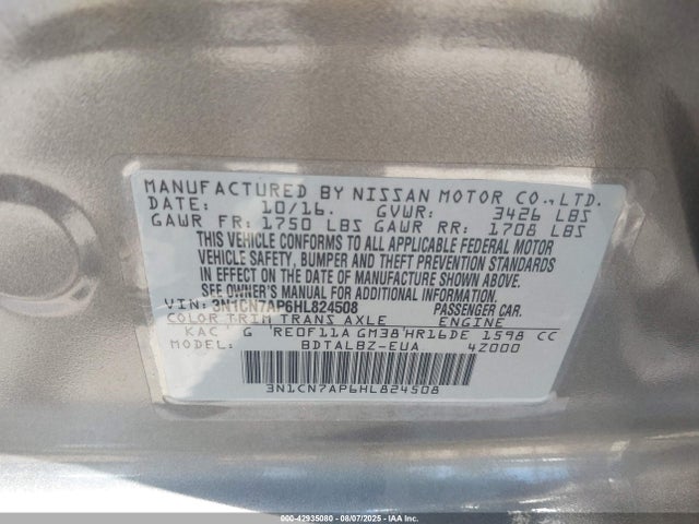 3N1CN7AP6HL824508 Nissan 2017