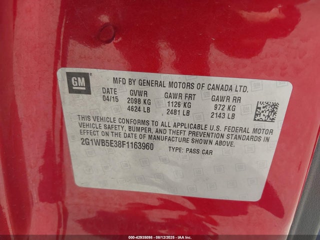 2G1WB5E38F1163960 Chevrolet lfx