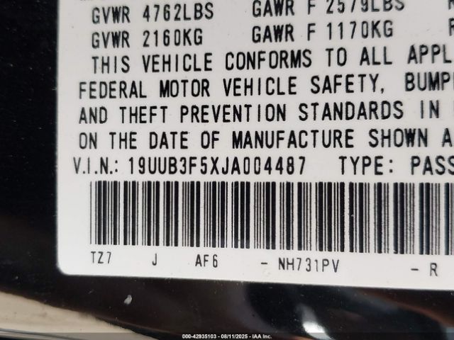 2018 ACURA TLX 19UUB3F5XJA004487 Photo 8