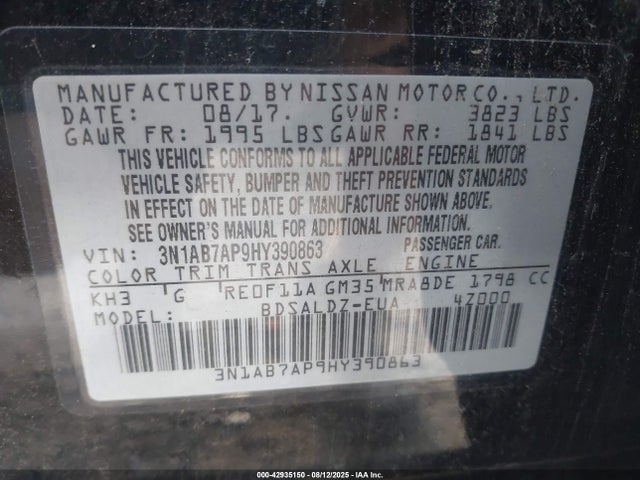 3N1AB7AP9HY390863 Nissan Sentra