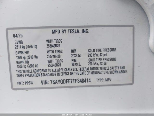 2026 TESLA MODEL Y 7SAYGDEE7TF348414 Photo 8