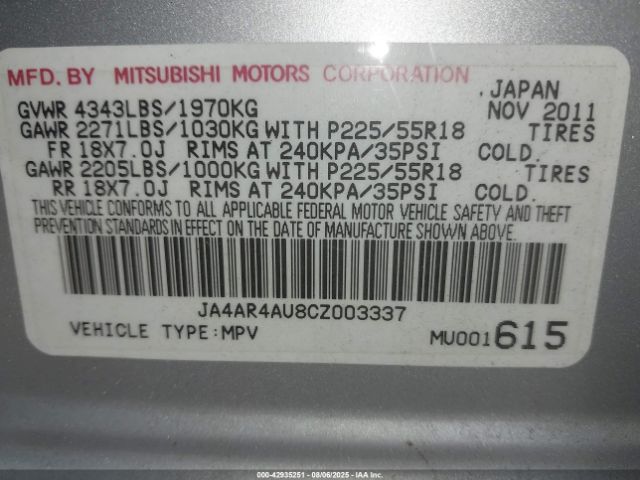 2012 MITSUBISHI OUTLANDER SPORT JA4AR4AU8CZ003337 Photo 8