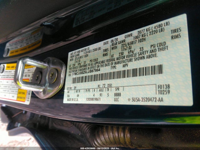 Ford Escape 2020 1FMCU0BZ6LUB87864 Image 9