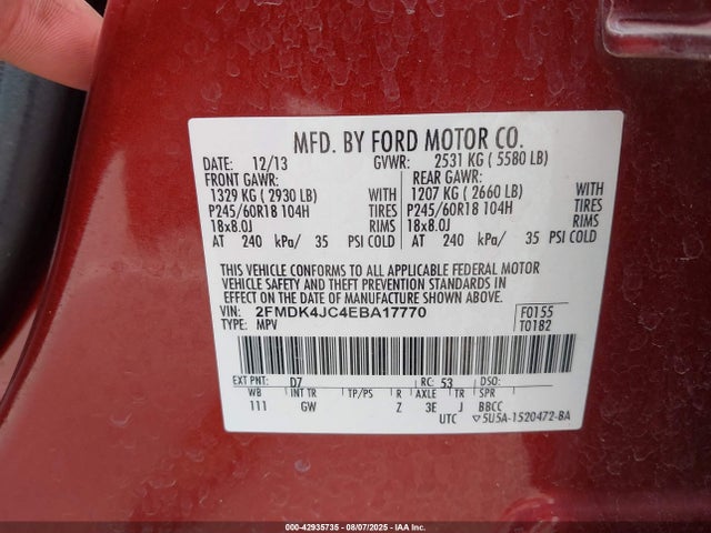 Ford 2014 2014 2FMDK4JC4EBA17770 Image 9
