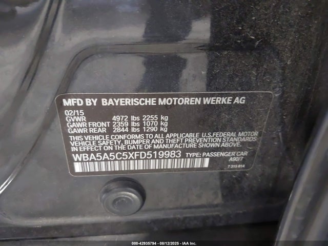 BMW 528I 2015 WBA5A5C5XFD519983 Image 9
