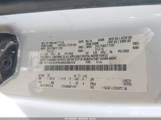 1FTEX1CP5GKE98310 Ford 2016