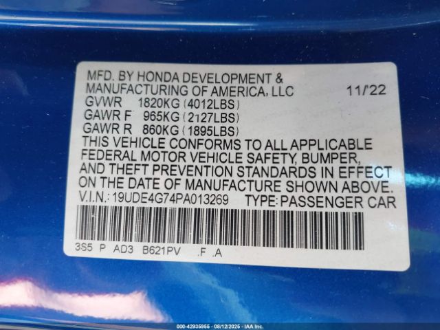 2023 ACURA INTEGRA 19UDE4G74PA013269 Photo 8